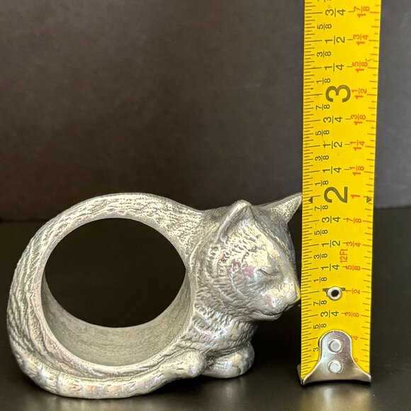 Vintage Set Of 4 Cat Shaped Napkin Rings Metal Table Decor Gift Ready - Picture 8 of 8